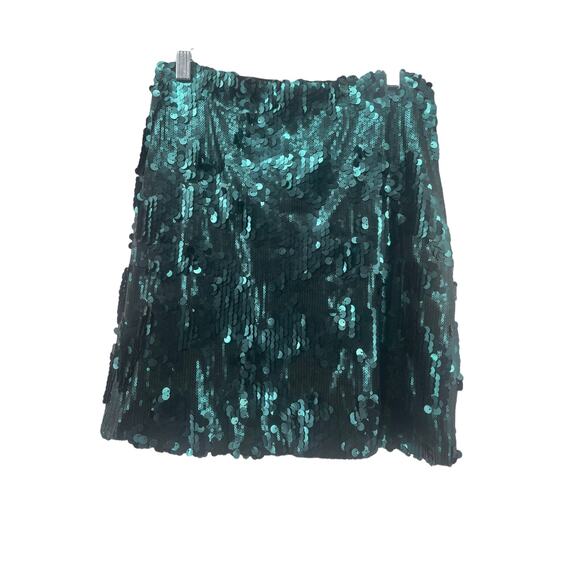 Blue Rain Green Sequined Embellished Mini Flapper Skirt Women's Size Small - Picture 2 of 4